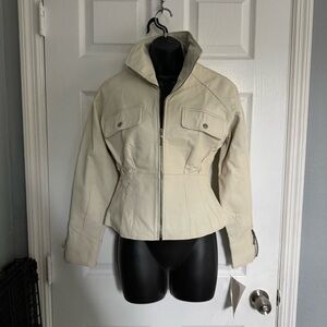 NWT Vintage Styleworks Cream Leather Jacket - size 4